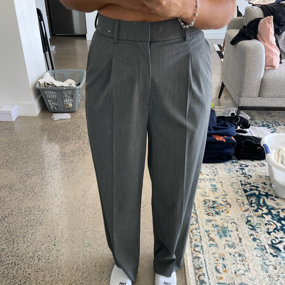 Gray Wide-Leg Trousers